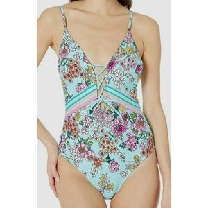 NEW Kenneth Cole Reaction Lace Front Bloomin Beauty Swimsuit sz S Multi